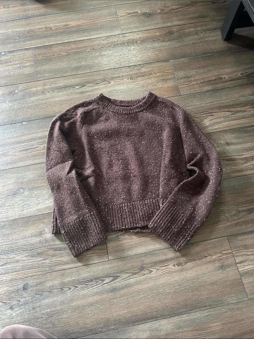Abercrombie Cozy Women's Brown Speckled Crewneck Sweater